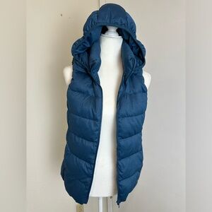 UNIQLO Down Puffer Vest With Detachable Hood Blue EUC